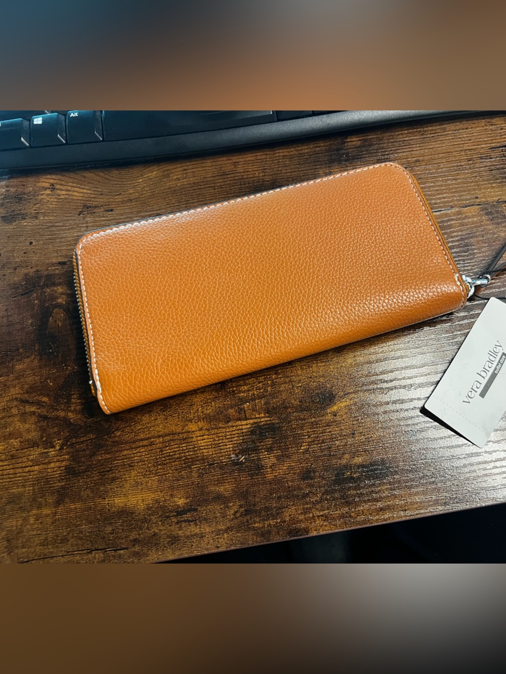 Vera Bradley Zip-Around Leather Wallet in Cognac